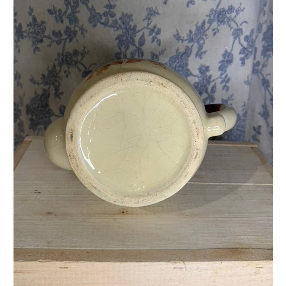 Vintage Teapot 1970s Brown Tan Country Wheat Floral Ceramic - Picture 11 of 11